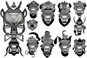 geometric monkey king tattoo idea