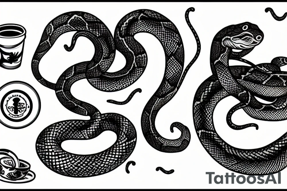 A snake wrapped around a coffee cup tattoo idea A snake wrapped around a coffee cup tattoo idea