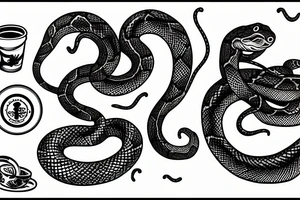 A snake wrapped around a coffee cup tattoo idea