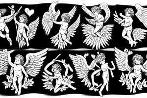 cupid with god and angels tattoo idea