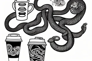 A snake wrapped around a coffee cup tattoo idea