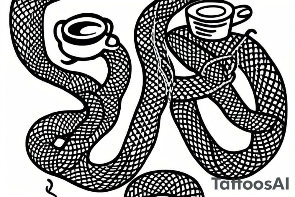A snake wrapped around a coffee cup tattoo idea