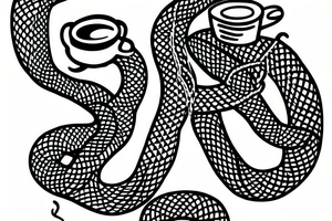 A snake wrapped around a coffee cup tattoo idea
