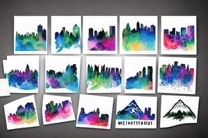 montreal skyline that fades into a forest with mountains tattoo idea