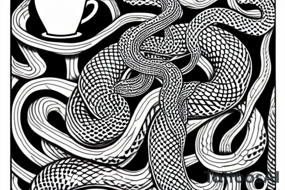 A snake wrapped around a coffee cup tattoo idea