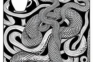 A snake wrapped around a coffee cup tattoo idea