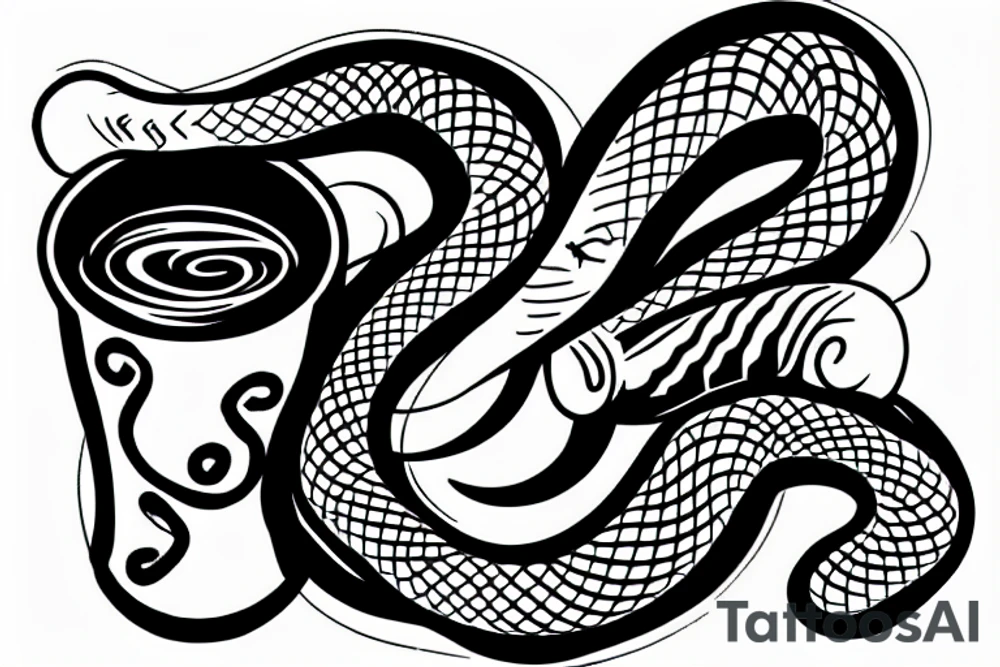 A snake wrapped around a coffee cup tattoo idea
