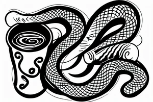 A snake wrapped around a coffee cup tattoo idea