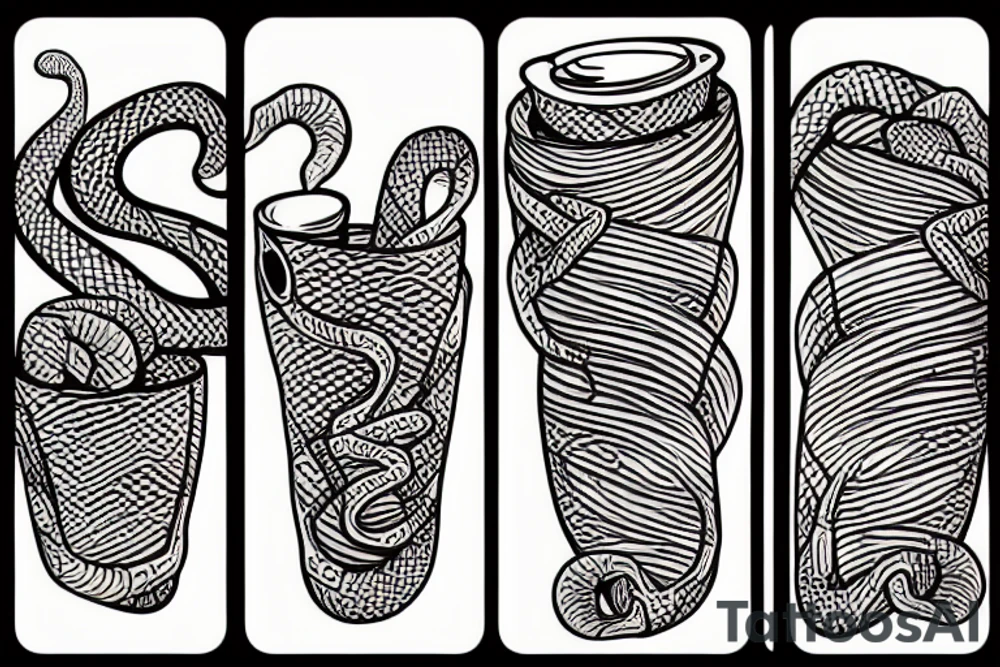 A snake wrapped around a coffee cup tattoo idea