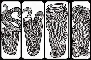 A snake wrapped around a coffee cup tattoo idea