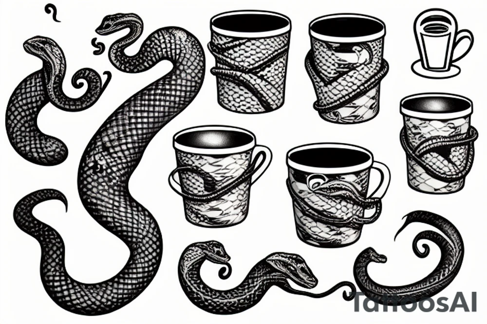 A snake wrapped around a coffee cup tattoo idea