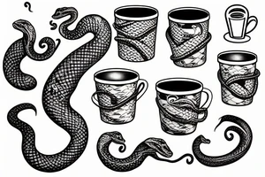 A snake wrapped around a coffee cup tattoo idea