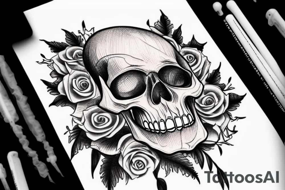 Momento mori with skull tattoo idea