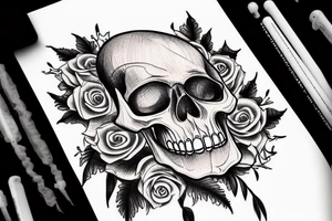 Momento mori with skull tattoo idea