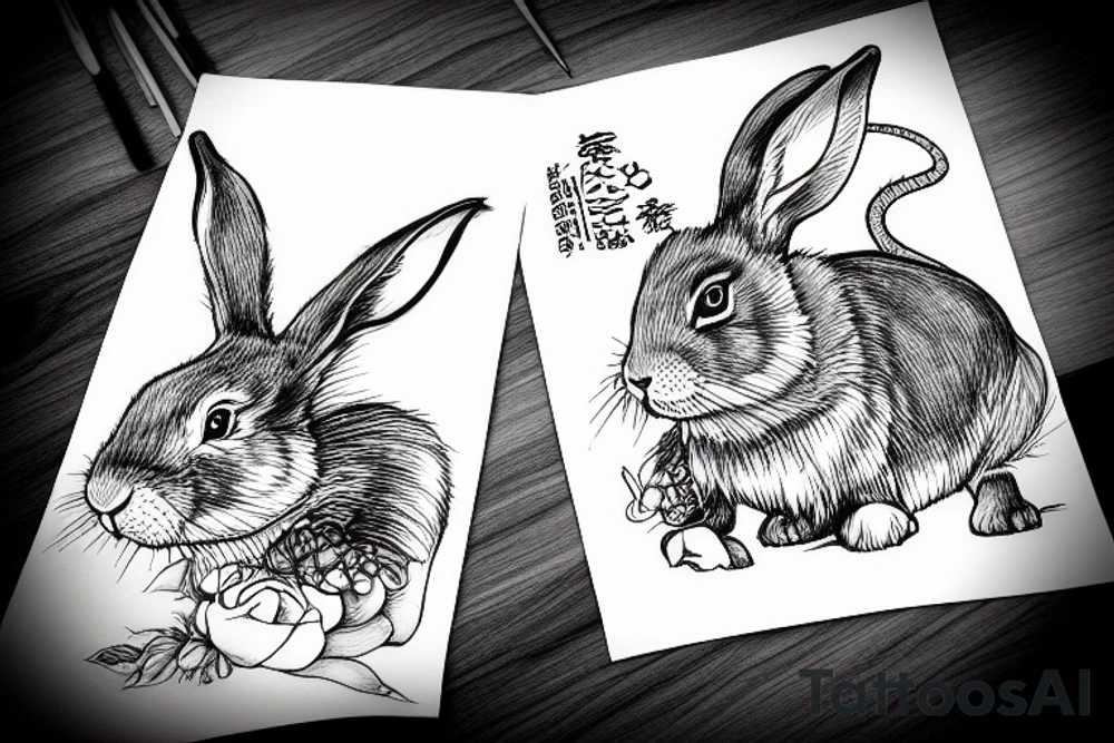 a rabbit on a dragon tattoo idea