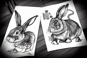 a rabbit on a dragon tattoo idea
