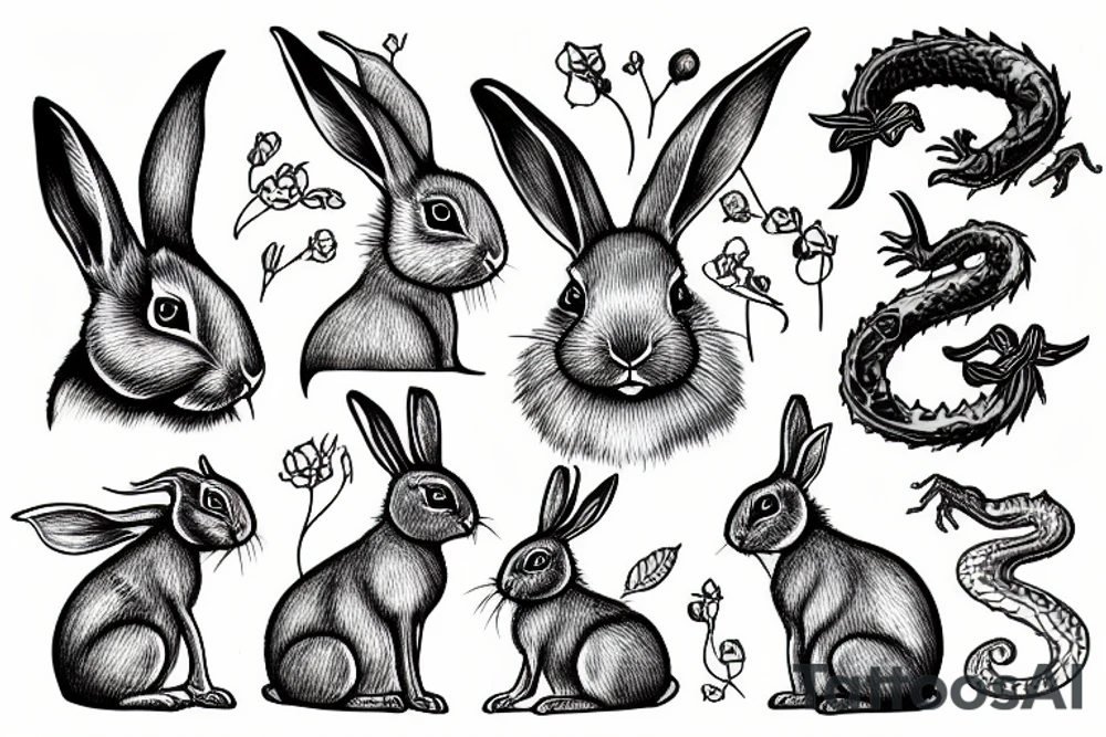 a rabbit on a dragon tattoo idea