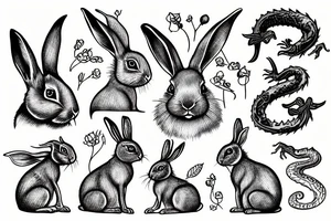 a rabbit on a dragon tattoo idea