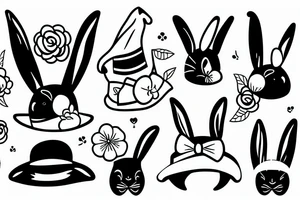black rabbit with a funny hat tattoo idea