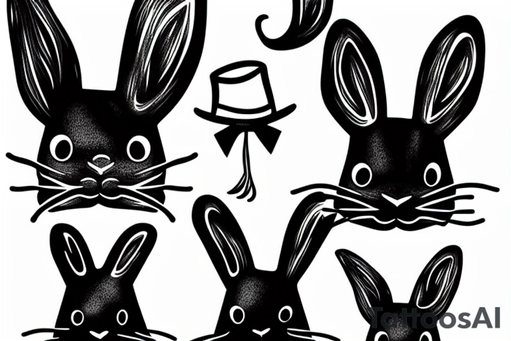 black rabbit with a funny hat tattoo idea