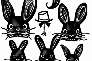 black rabbit with a funny hat tattoo idea