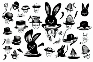 black rabbit with a funny hat tattoo idea