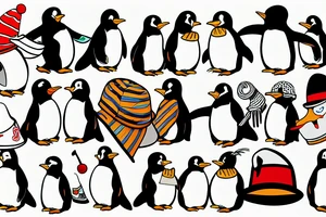 penguin with a funny hat tattoo idea