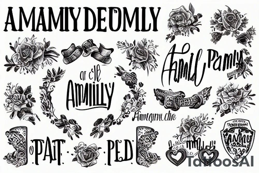 anagram of the word "family" and "paidel" tattoo idea