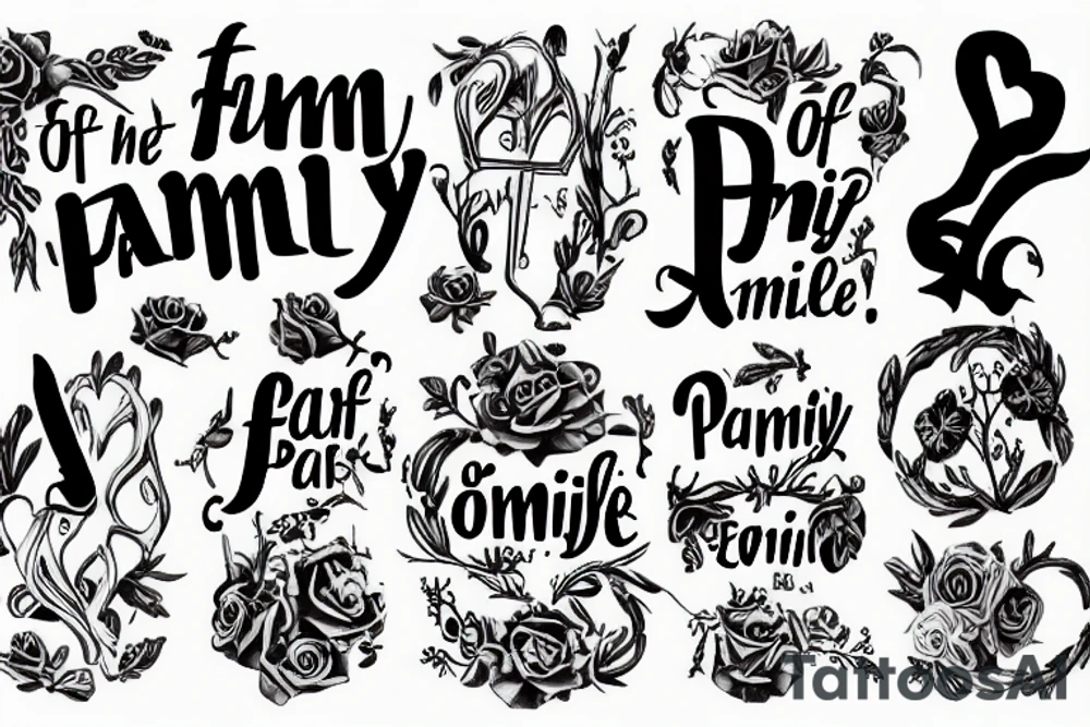anagram of the word "family" and "paidel" tattoo idea