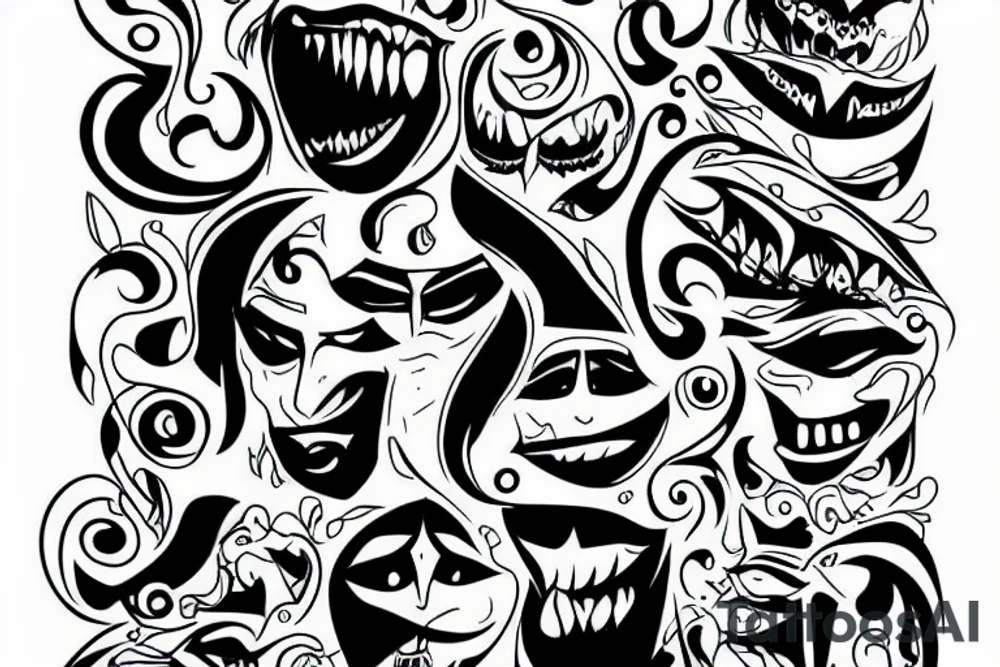 light of god with evil smile tattoo idea