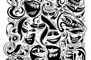 light of god with evil smile tattoo idea