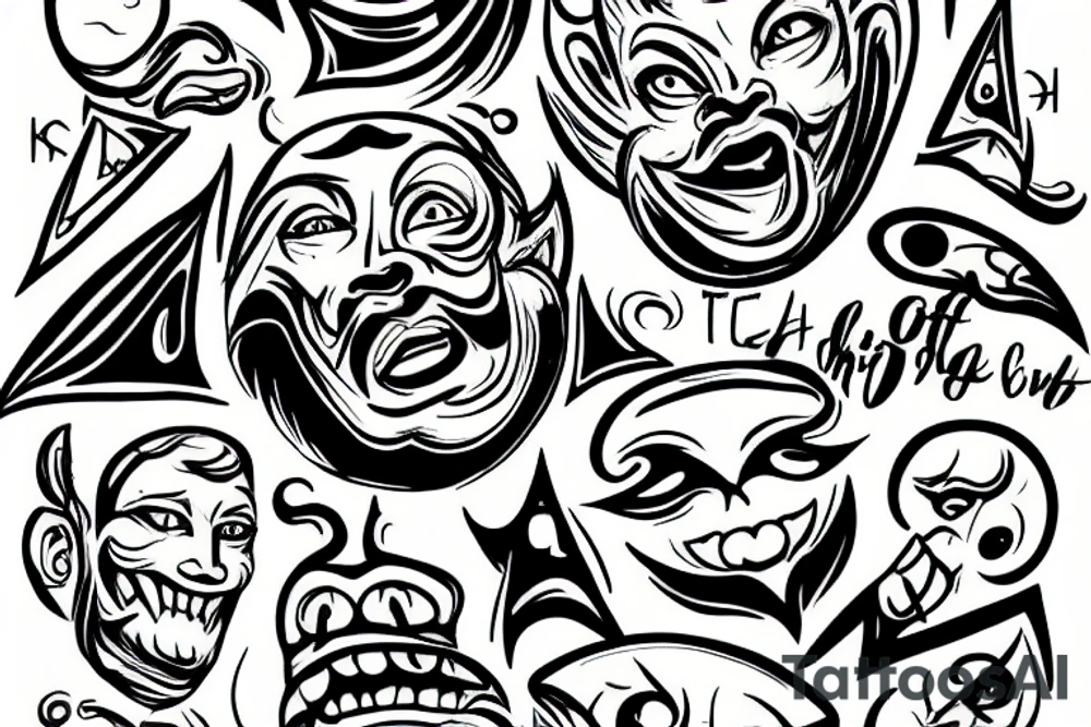 light of god with evil smile tattoo idea