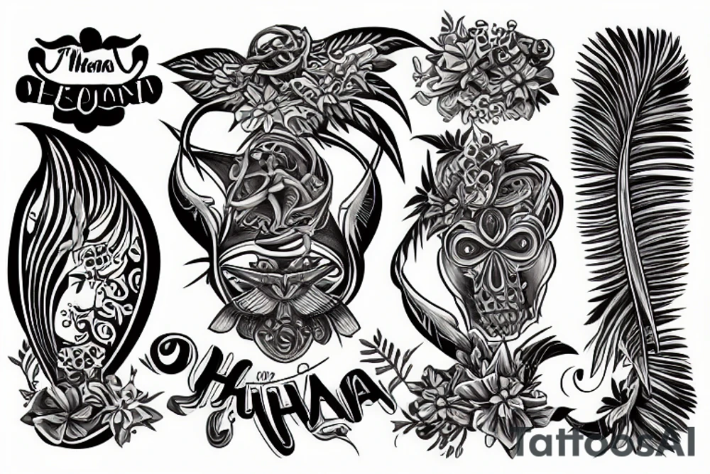 the word ohana and a feather tattoo idea