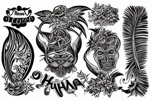 the word ohana and a feather tattoo idea