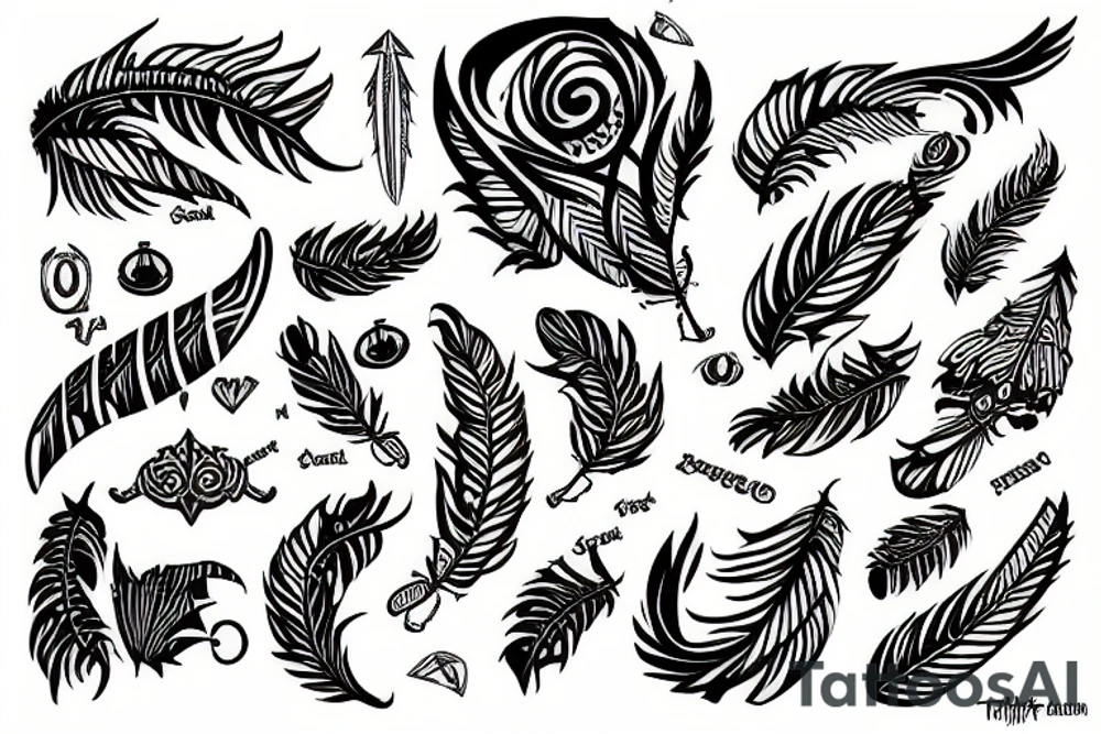 the word ohana and a feather tattoo idea
