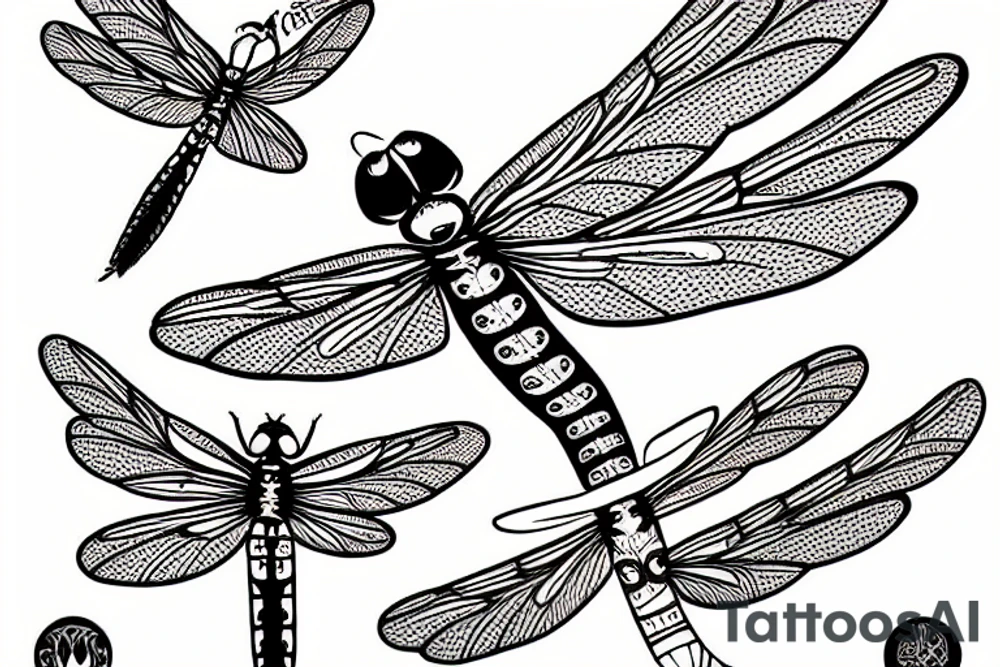Line drawing of a dragonfly tattoo idea