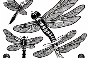 Line drawing of a dragonfly tattoo idea