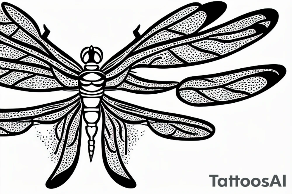 Line drawing of a dragonfly tattoo idea
