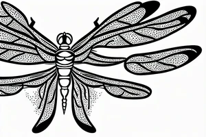 Line drawing of a dragonfly tattoo idea