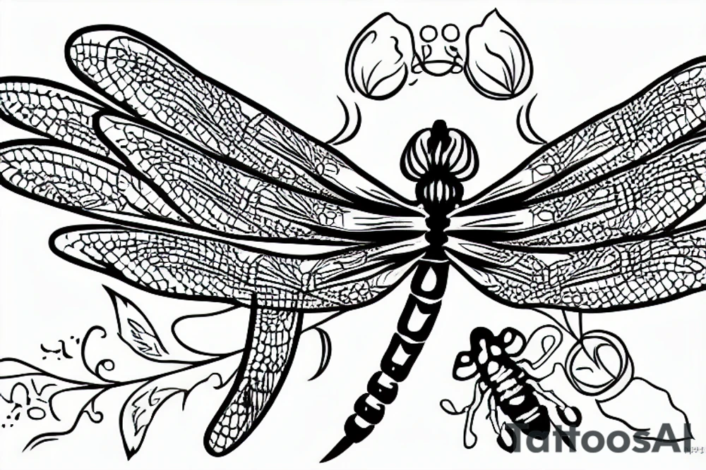 outline drawing of a dragonfly tattoo idea