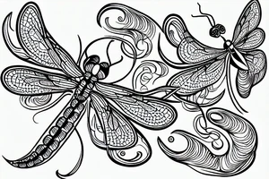 outline drawing of a dragonfly tattoo idea