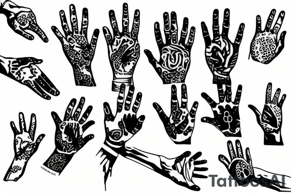 hand with six fingers tattoo idea