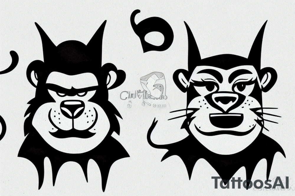 cartoon cat with a gorilla mask tattoo idea