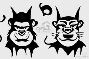 cartoon cat with a gorilla mask tattoo idea
