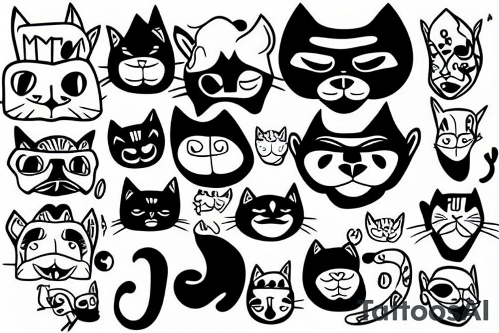 cartoon cat with a gorilla mask tattoo idea
