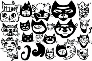 cartoon cat with a gorilla mask tattoo idea