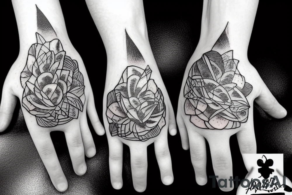 pair of hands holding three golden apples tattoo idea