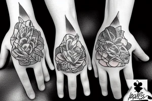 pair of hands holding three golden apples tattoo idea