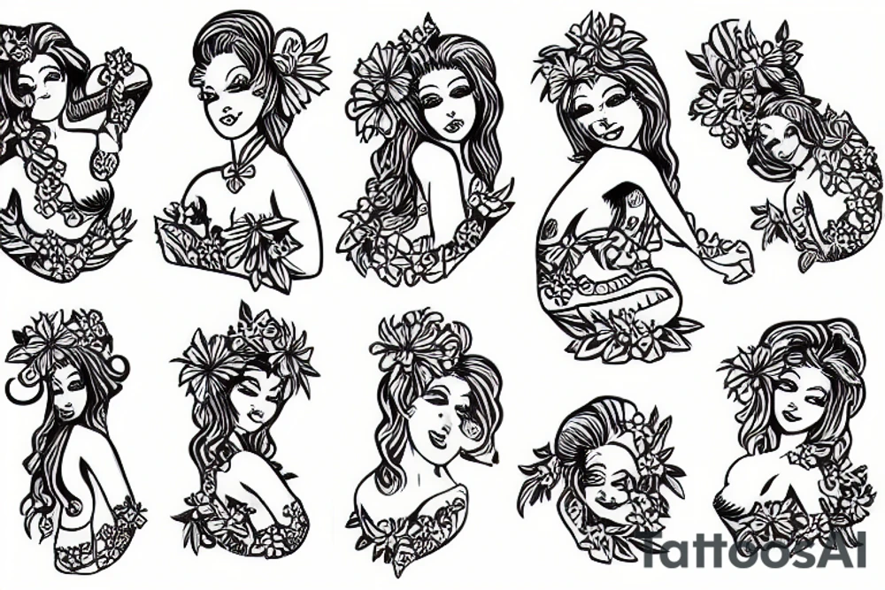 topless hula girl tattoo idea