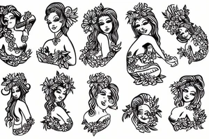 topless hula girl tattoo idea